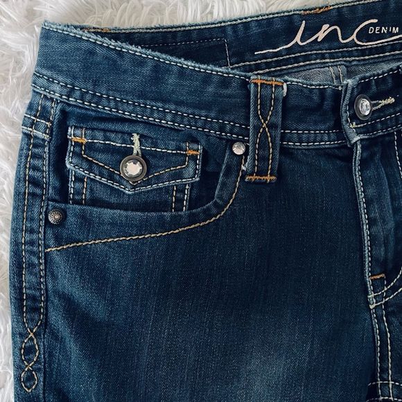 INC Denim Regular Fit Boot Leg Jeans 6 Dark Wash - Picture 8 of 15